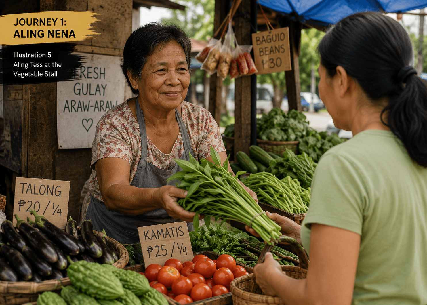 Aling Tess at the Vegetable Stall